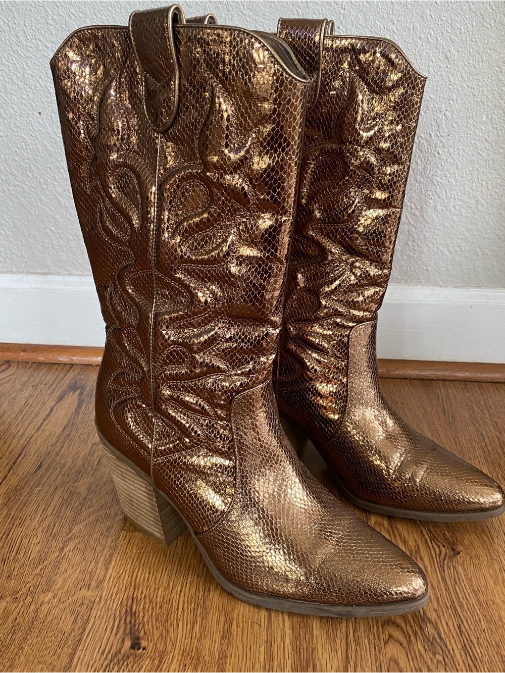 Women's Metallic Bronze Michael Shannon Faith Western Heeled Boots